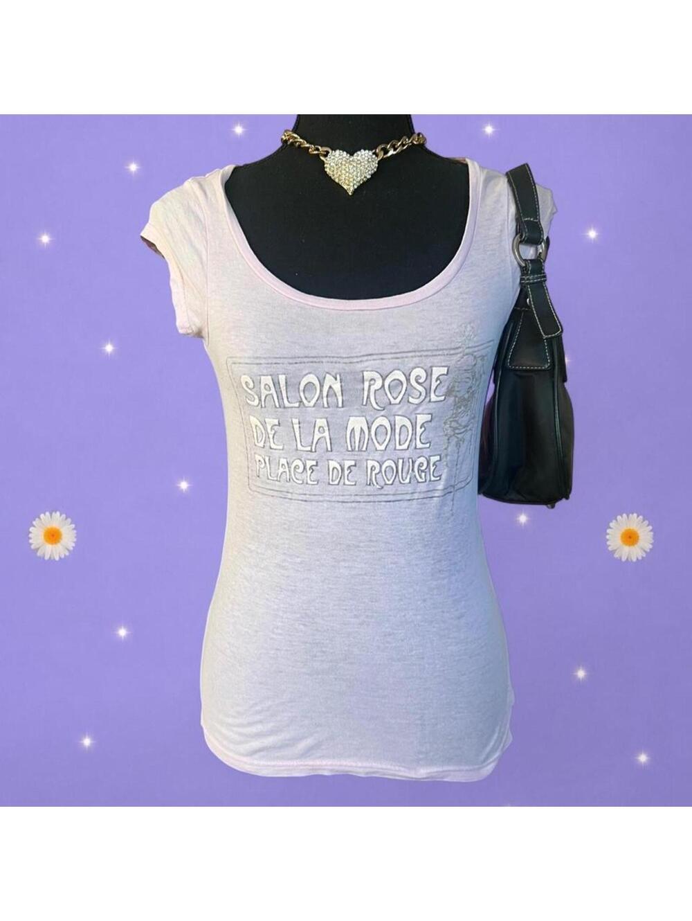 Vintage Y2K Old Navy Coquette Balletcore Paris Graphic Baby Tee Size XXS 💗